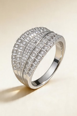 Bague Corselet - Or blanc et diamants