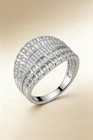 Bague Corselet - Or blanc et diamants