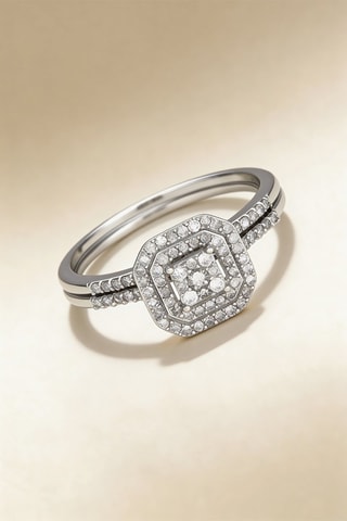 Bague Antique - Or blanc et diamants