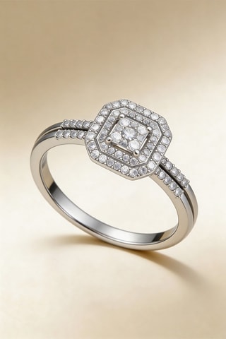 Bague Antique - Or blanc et diamants