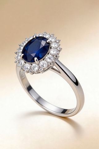 Bague Soleil Bleu - Or blanc, topazes et saphir