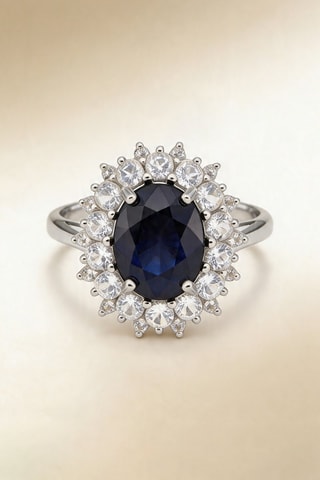 Bague Soleil Bleu - Or blanc, topazes et saphir