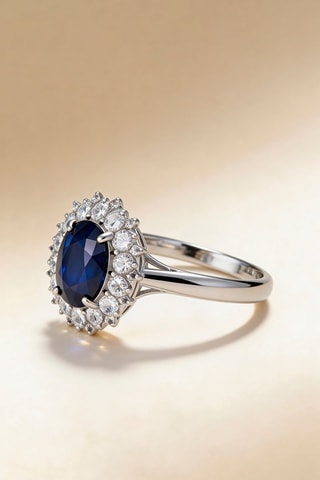 Bague Soleil Bleu - Or blanc, topazes et saphir