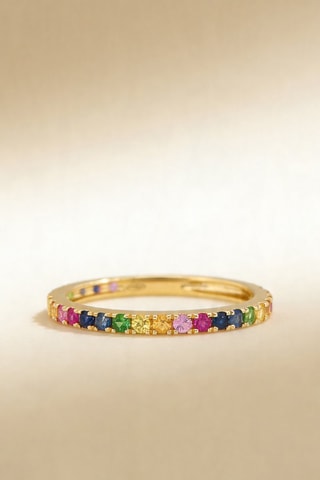 Anillo Colorful Love - Oro amarillo, esmeraldas, rubí y zafiros