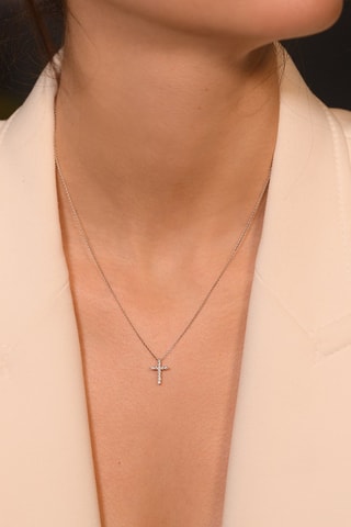 Colgante Sacrée croix - Oro blanco y diamantes 