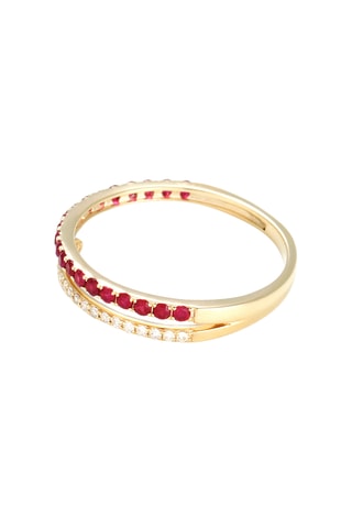 Anillo Lyson - Oro amarillo, diamantes y rubí