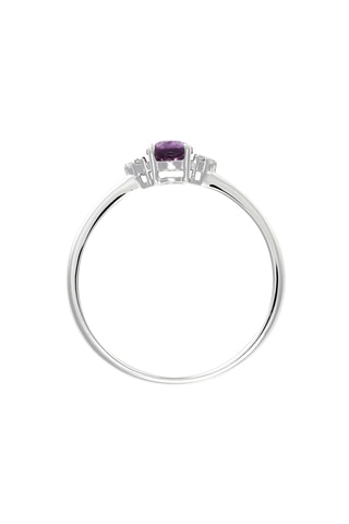 Anillo Mady - Oro blanco, diamantes y amatista