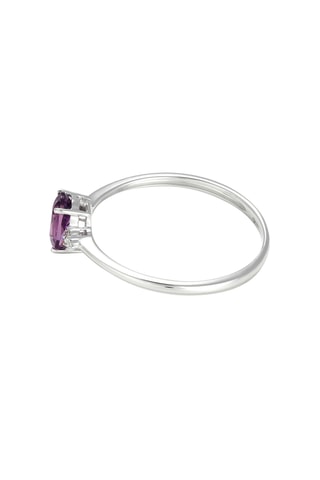 Anillo Mady - Oro blanco, diamantes y amatista