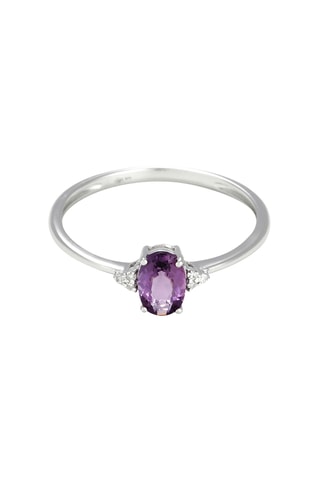 Anillo Mady - Oro blanco, diamantes y amatista