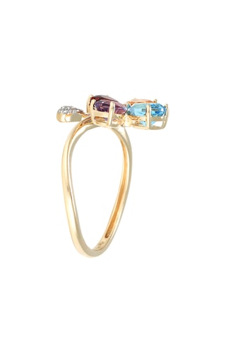 Anillo Taïra - Oro amarillo, diamantes, amatista, citrino, topacio y granate