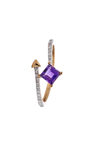 Anillo Lenaya - Oro amarillo, diamantes y amatista