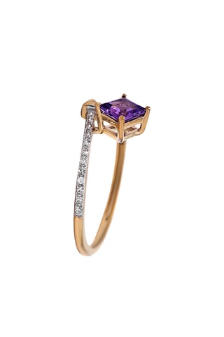 Anillo Lenaya - Oro amarillo, diamantes y amatista