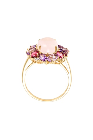 Anillo Aysel - Oro amarillo, diamantes, amatistas, rodonitas, turmalinas y cuarzo