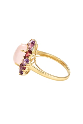 Anillo Aysel - Oro amarillo, diamantes, amatistas, rodonitas, turmalinas y cuarzo