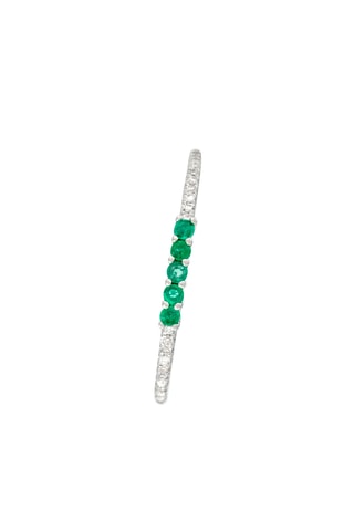 Bague Alliance Lisière - Or blanc, diamants et émeraudes