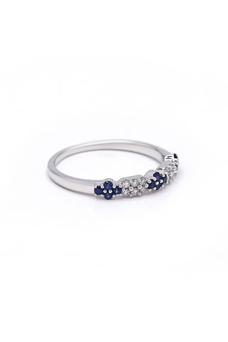 Anillo Flora Bleu - Oro blanco, diamantes y zafiros