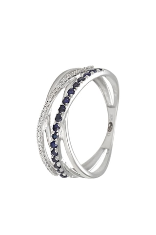 Anillo Ligne de saphirs - Oro blanco, diamantes y zafiros