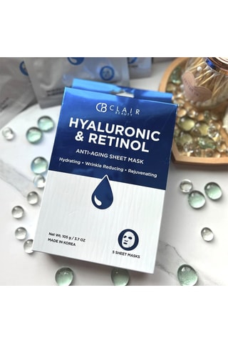 5 mascarillas de tela Clair Beauty Ácido hialurónico y retinol - 5 x 21 g