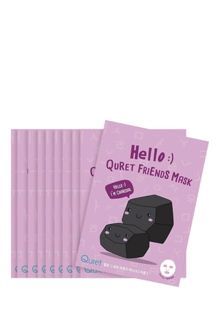 10 mascarillas faciales Hello Quret Friends Charbon - 10 x 100 g