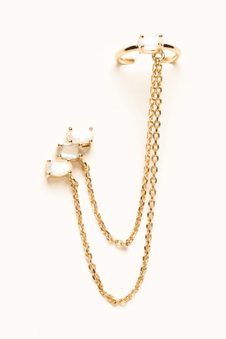 2 ear cuff uniti da una catenina - Placcato oro giallo e pietre di luna