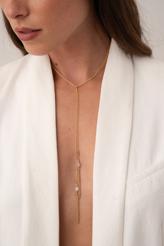 Collana sautoir - Placcato oro giallo e pietra di luna