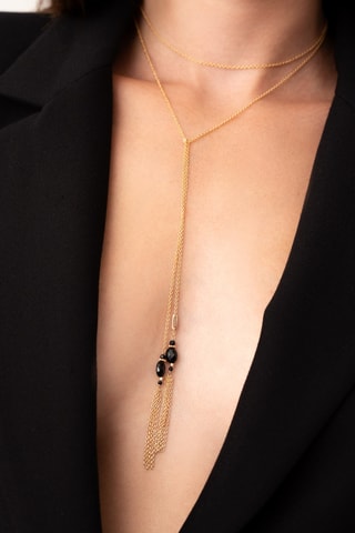 Collana sautoir - Placcato oro giallo e onice