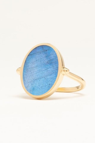 Anello - Placcato oro giallo e labradorite