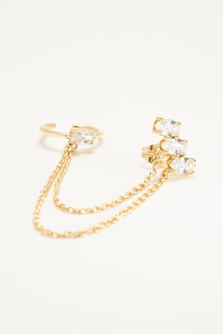 2 ear cuff uniti da una catenina - Placcato oro giallo e zirconi