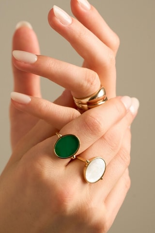 Anello - Placcato oro giallo e madreperla