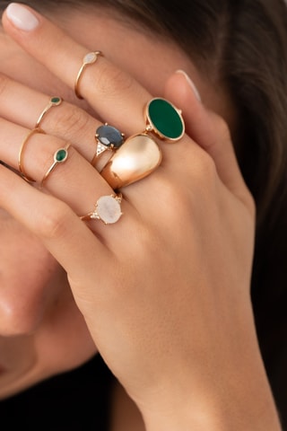 Anello - Placcato oro giallo e onice