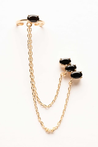 Ear cuff - Placcato oro giallo e onice