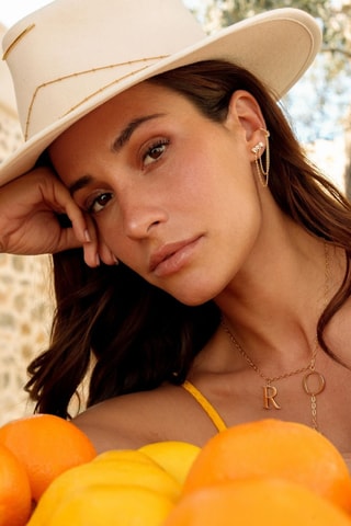 2 ear cuff uniti da una catenina - Placcato oro giallo e zirconi