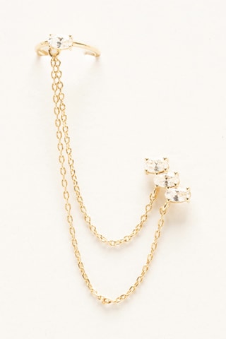2 ear cuff uniti da una catenina - Placcato oro giallo e zirconi