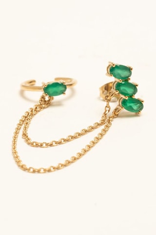 Orecchino ed ear cuff - Placcato oro giallo e onice