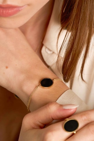 Bracciale gourmette - Placcato oro giallo e onice