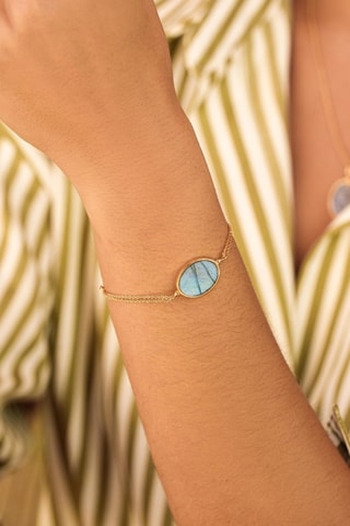 Bracciale - Placcato oro giallo e labradorite