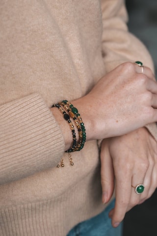Bracciale - Placcato oro giallo e agate