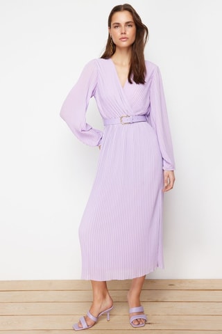 Vestido plissado - Preto - Violeta