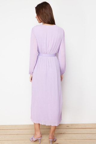 Vestido plissado - Preto - Violeta