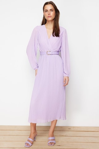 Vestido plissado - Preto - Violeta