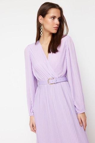 Vestido plissado - Preto - Violeta
