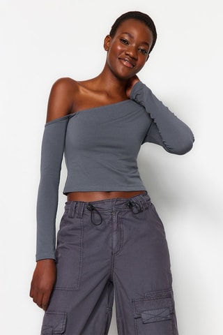 Crop top - Cinzento
