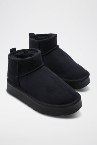 Botins forrados com plataforma - Preto
