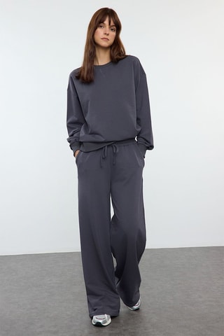 Sweat relaxed et pantalon wide legs - Gris
