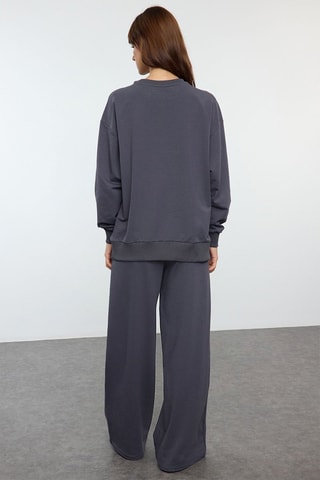 Sweat relaxed et pantalon wide legs - Gris