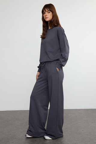 Sweat relaxed et pantalon wide legs - Gris
