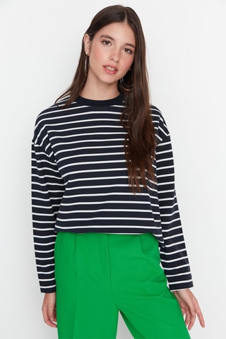 T-shirt às riscas - Azul