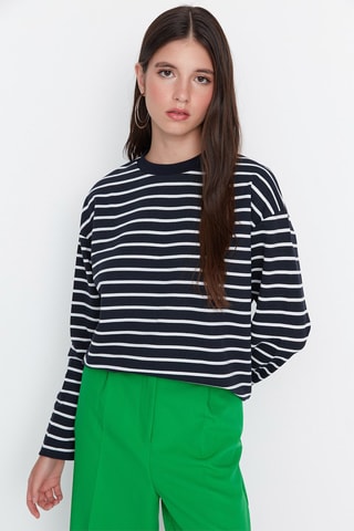 T-shirt às riscas - Azul