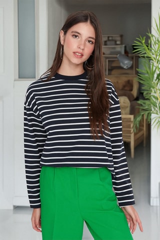 T-shirt às riscas - Azul
