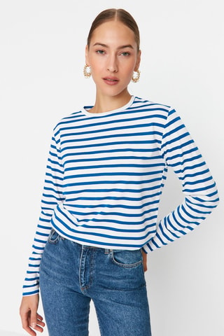 T-shirt às riscas - Azul-marinho